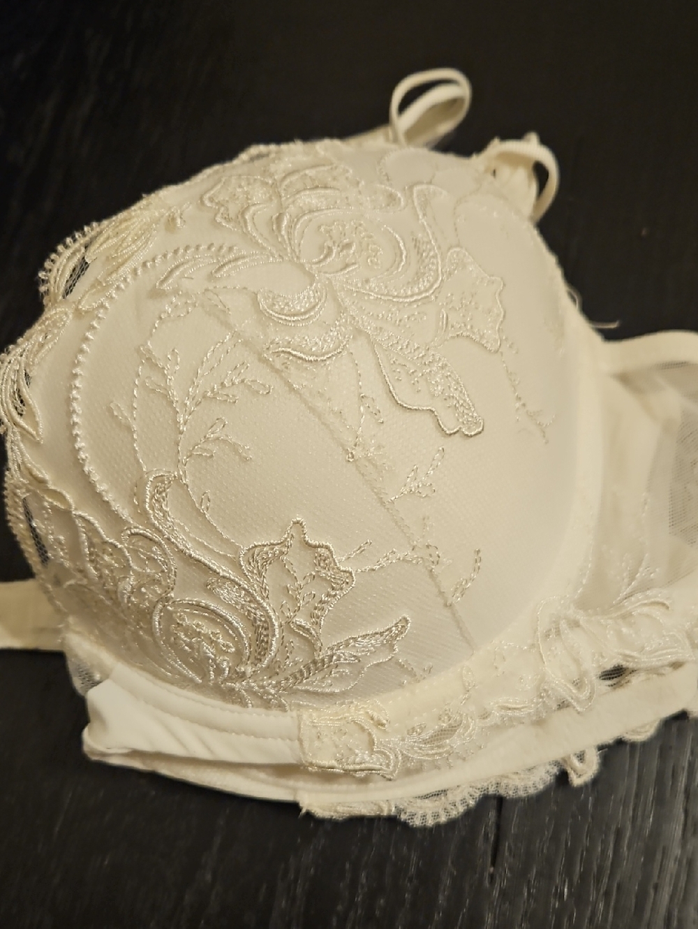 Elegant Lace Embroidered Underwire Bra - Cream